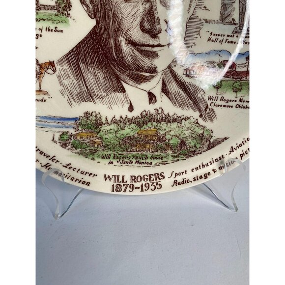 Will Rogers Commemorative Collectors Plate By Vernon Kilns 10" Ceramic - Picture 3 of 16